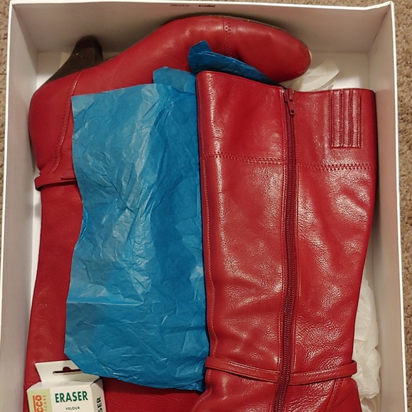 Red Leather Calf-Length Boots - EU size 40 - Picture 6 of 7